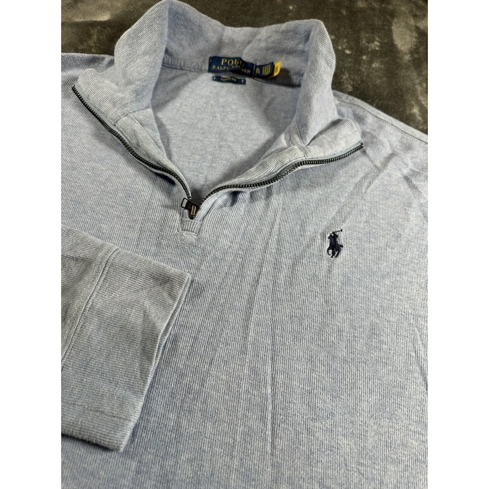 Polo Ralph Lauren Sweater Mens LARGE Beige Quarter Zip Embroired Pony Estate Rib